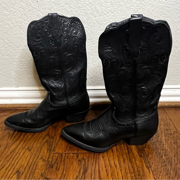 Justin Black Western Women's Boots Size 7C - Picture 2 of 12